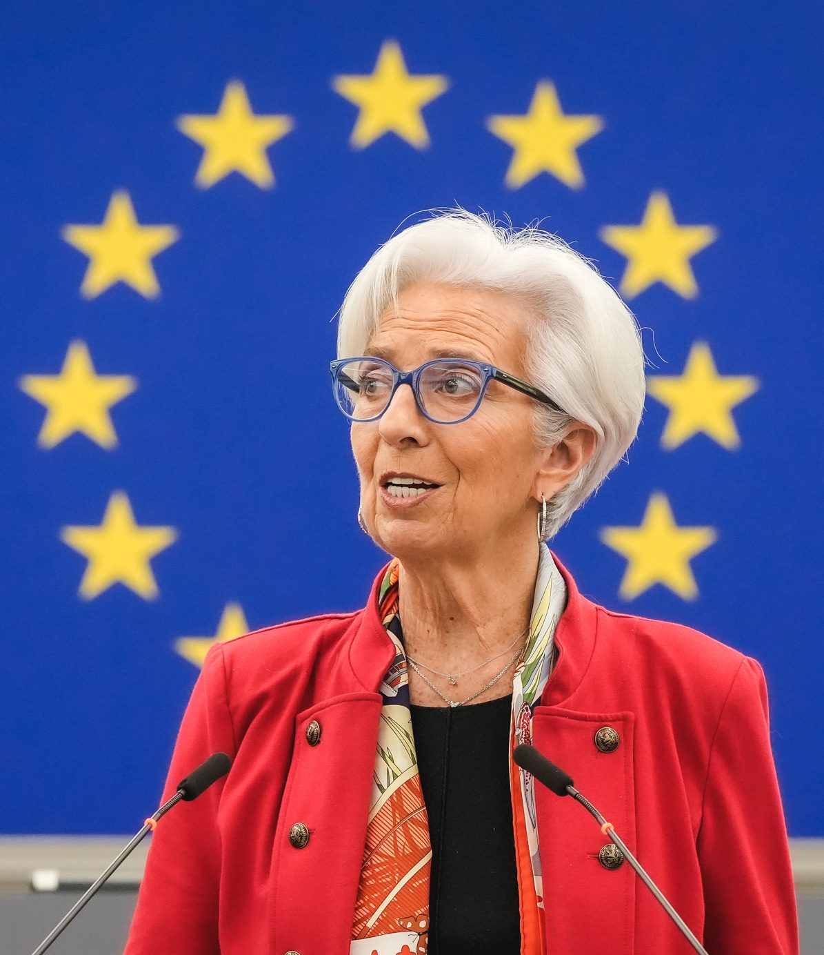 Christine Lagarde speaking at the European Parliament in March 2022