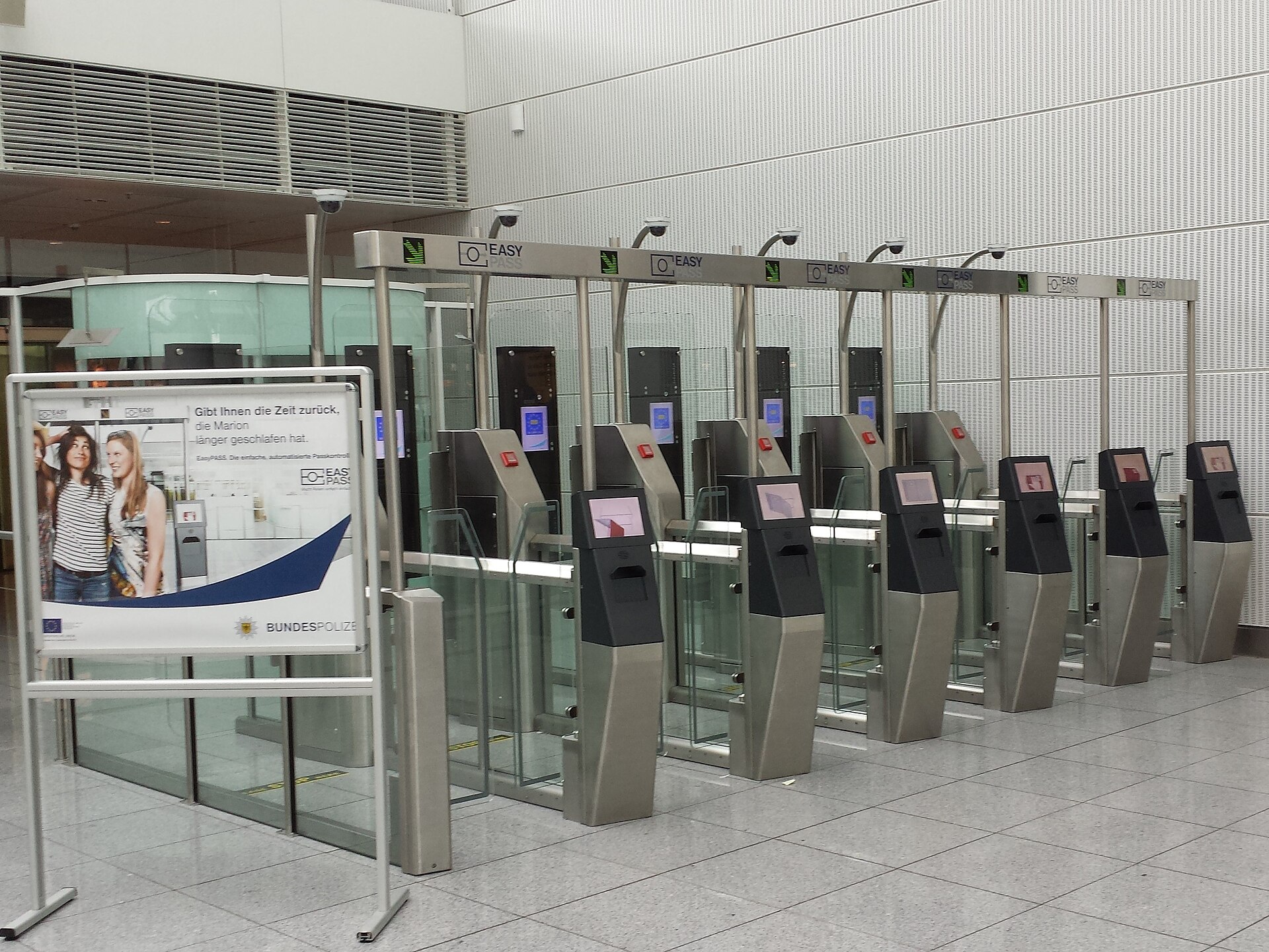 EasyPASS self-service border-control gates at Munich Airport