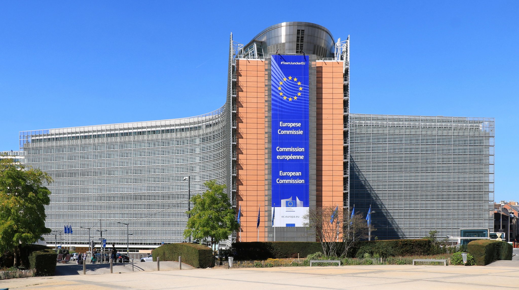 The Berlaymont building in Brussels, seat of the European Commission, seen from the Robert Schuman Roundabout