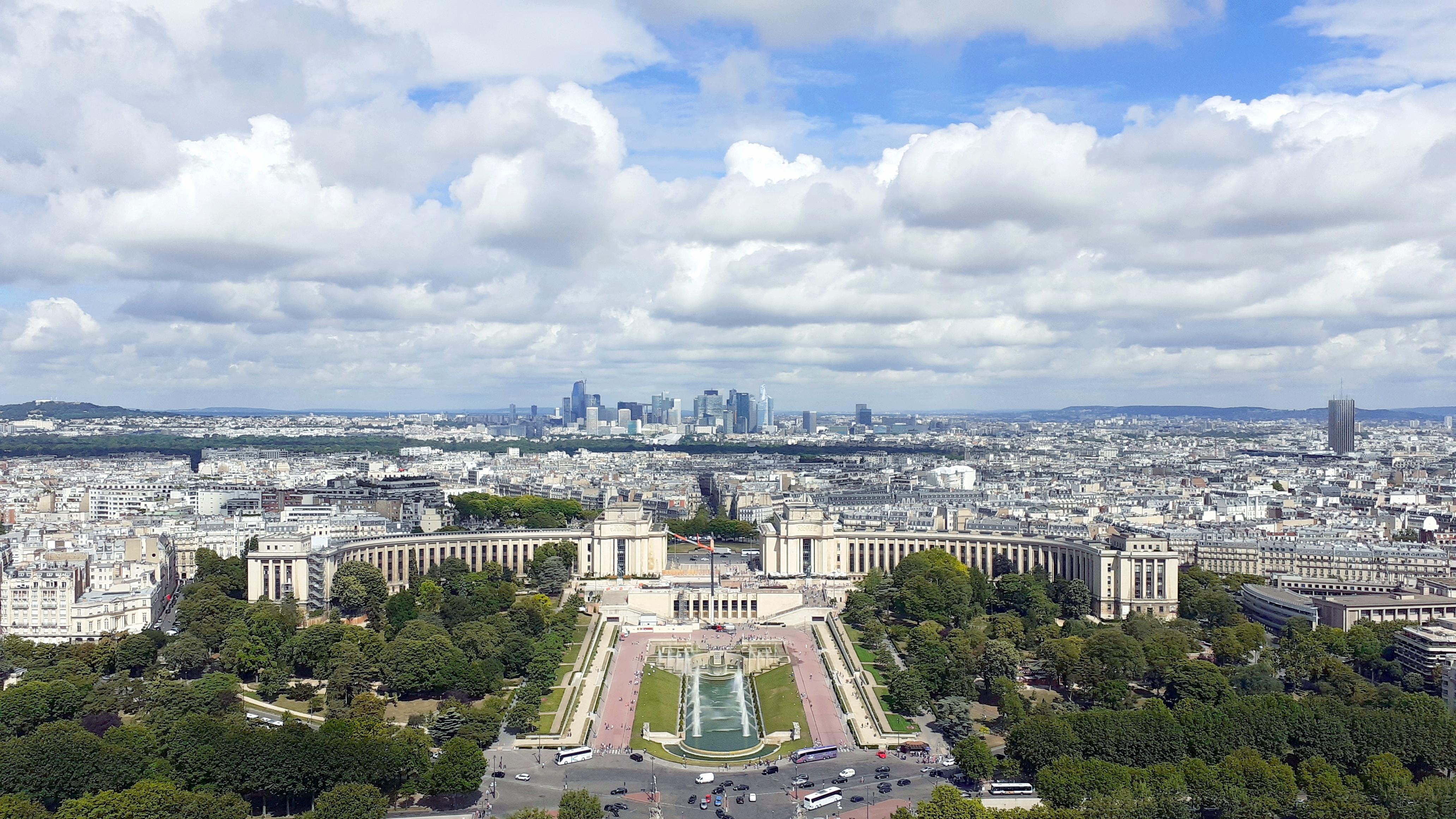The skyline of La Défense, the main business district of Paris, seen from the Eiffel Tower