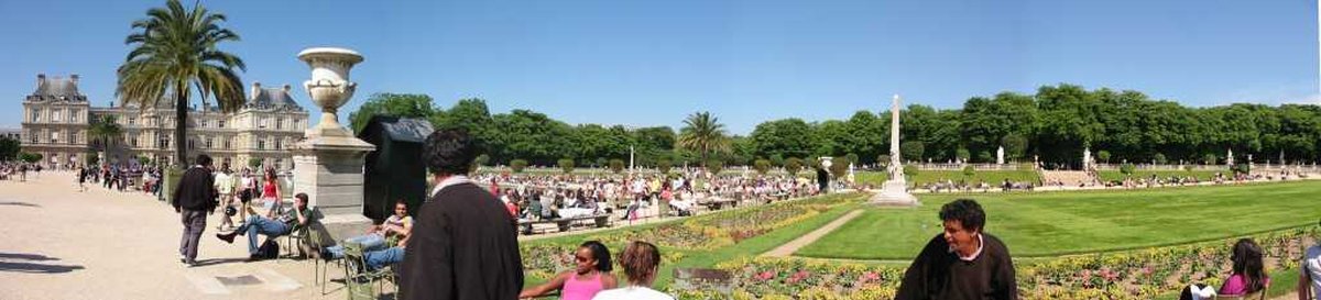 Panoramic view of the Luxembourg Garden in Paris