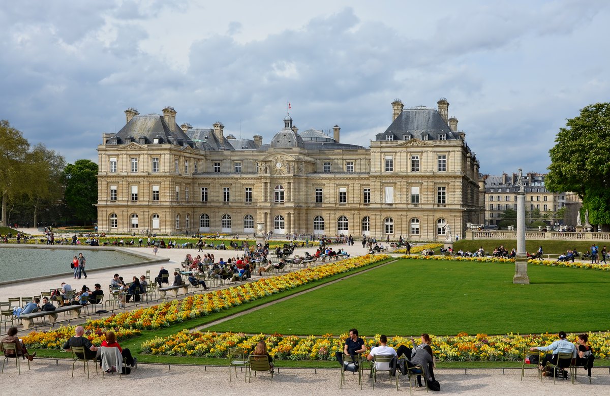 The Palais du Luxembourg in Paris, seat of the French Senate, seen from its gardens