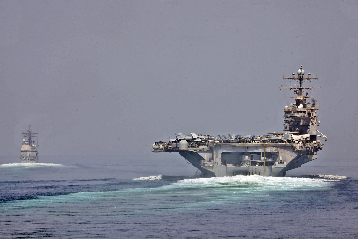 US Navy ships transiting the Strait of Hormuz in 2012