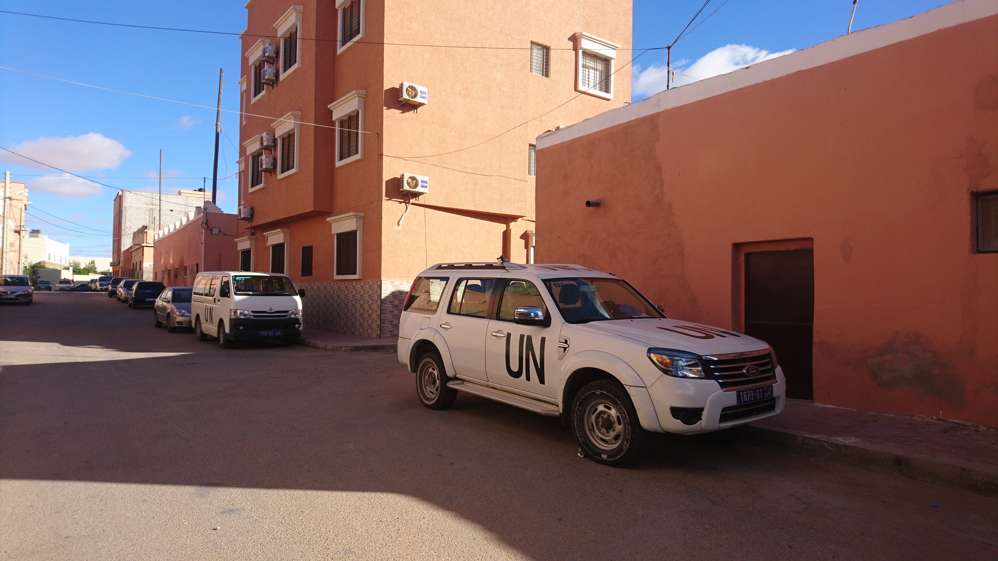 MINURSO vehicles in Laayoune, Western Sahara