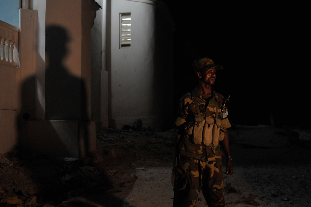 A Somali National Army member on the streets of Mogadishu in May 2014