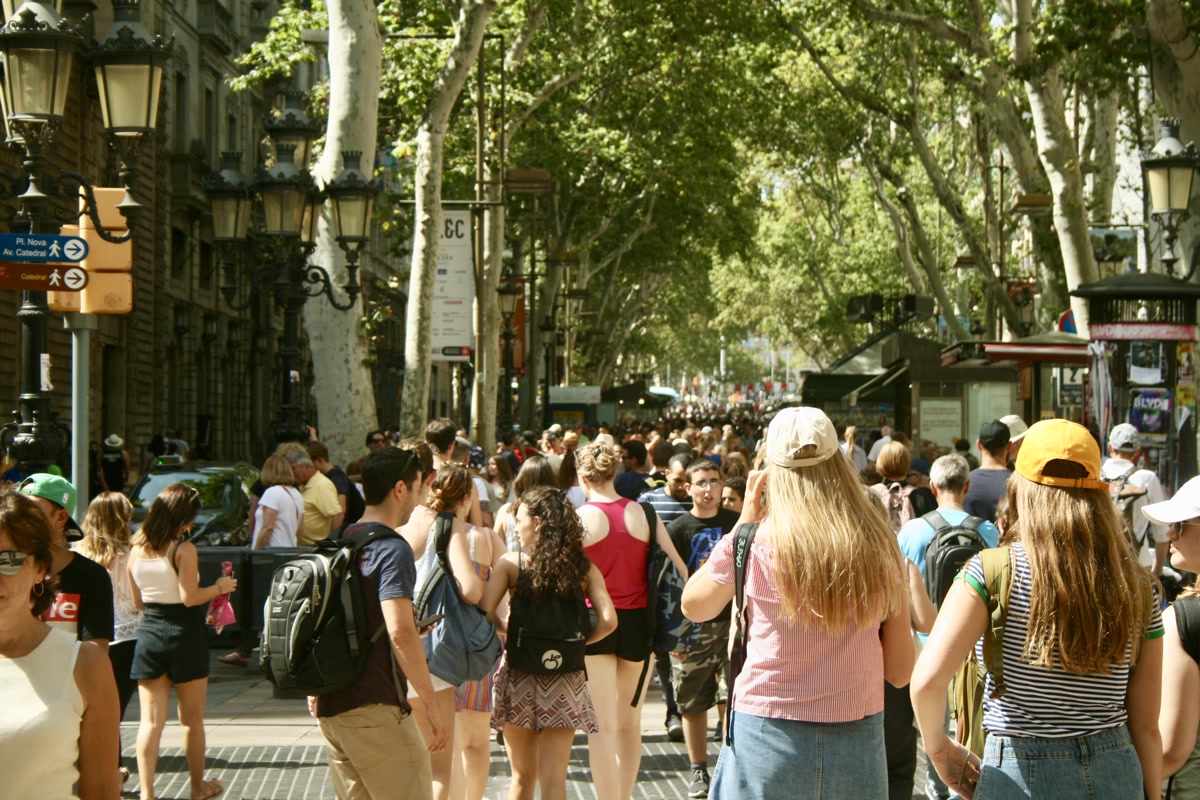 La Rambla, the central pedestrian street in Barcelona, in 2018