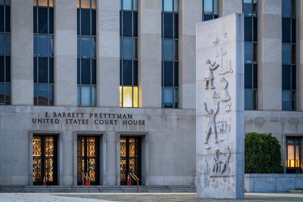 The E. Barrett Prettyman United States Courthouse in Washington, D.C., home to the District Court hearing the case, photographed in May 2024